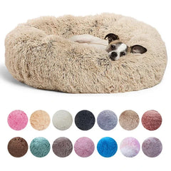 Round Pet Bed: Super Soft Long Plush Winter Warm Sleeping Sanctuary