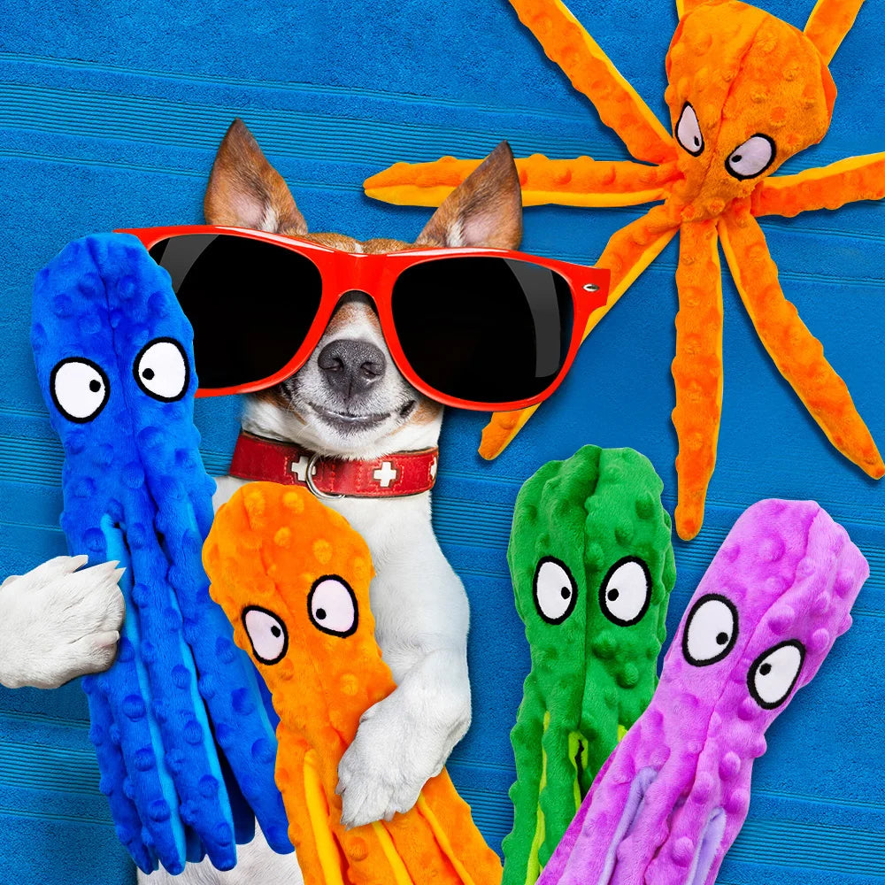 Pet Plush Octopus Puzzle Toy: Interactive Teeth Cleaning Chew Toy  petlums.com   