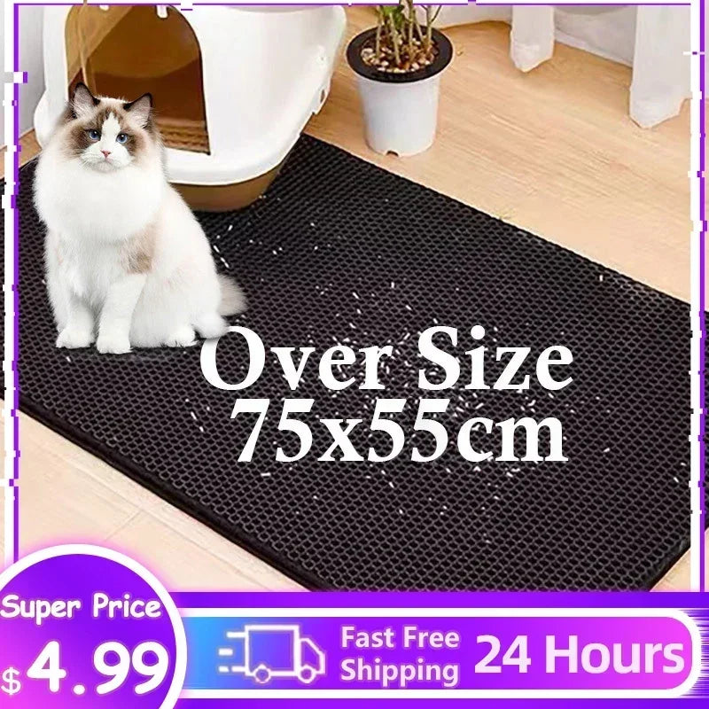 Waterproof Double Layer Cat Litter Mat: Keep Your Space Clean & Tidy  petlums.com   