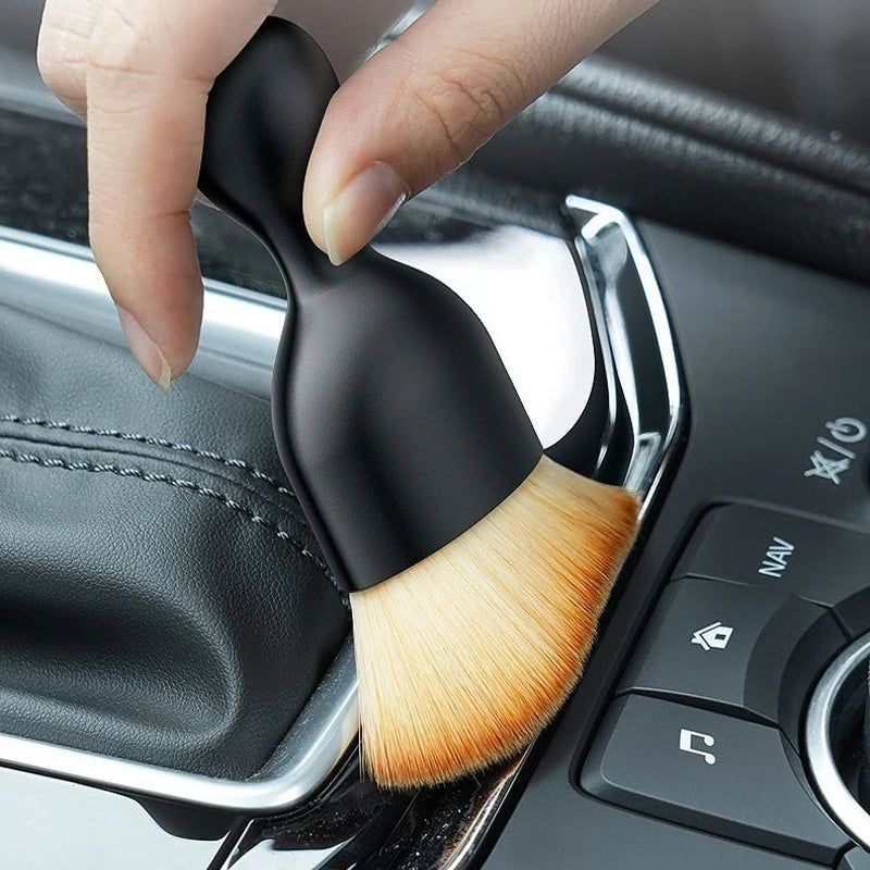 Car Interior Cleaning Brush Set: Soft Nylon Bristles, Curved Design, Dust Removal Artifact  petlums.com   