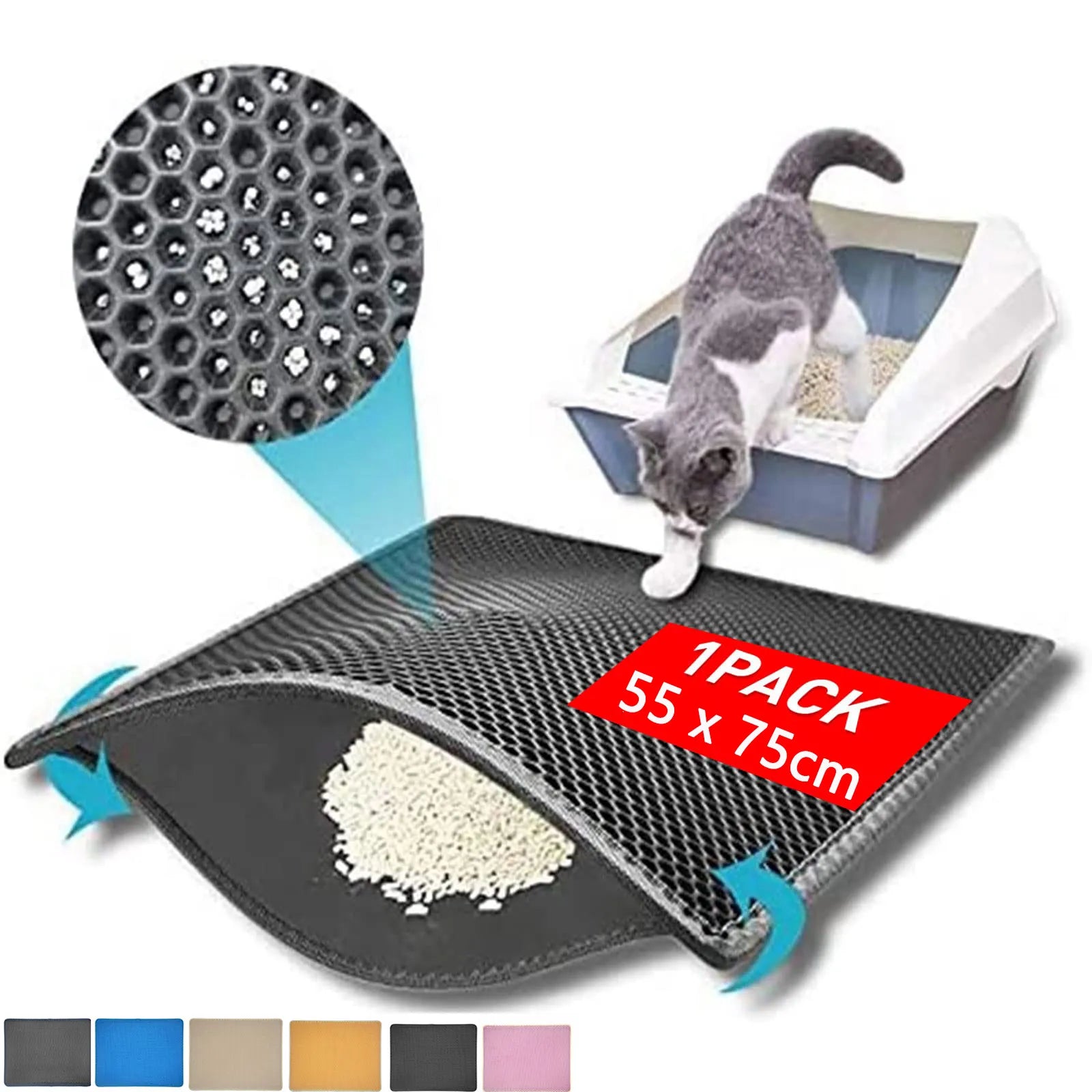 Cat Litter Mat: Waterproof Double Layer Foldable Trapping Carpet Bed Pads  petlums.com   