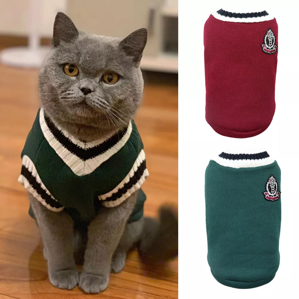 Pet Cat Christmas Sweater for Small Dogs Kitten Winter Apparel  petlums.com   