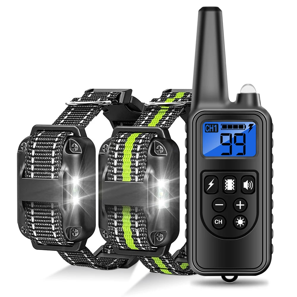 Rechargeable Dog Training Collar: Waterproof Barking Control with Remote & LCD Display  petlums.com   