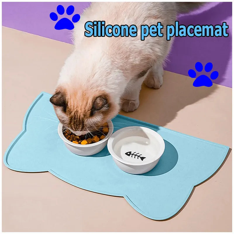 Silicone Pet Feeding Mat: Non-Stick Waterproof Puppy Tray Placemat  petlums.com   