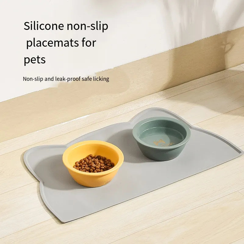Silicone Pet Food Mat: Portable Waterproof Non-Slip Feeding Pad for Cats and Dogs  petlums.com   