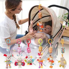 Baby Sensory Hanging Rattles Plush Animals Teether Toy for Babies
