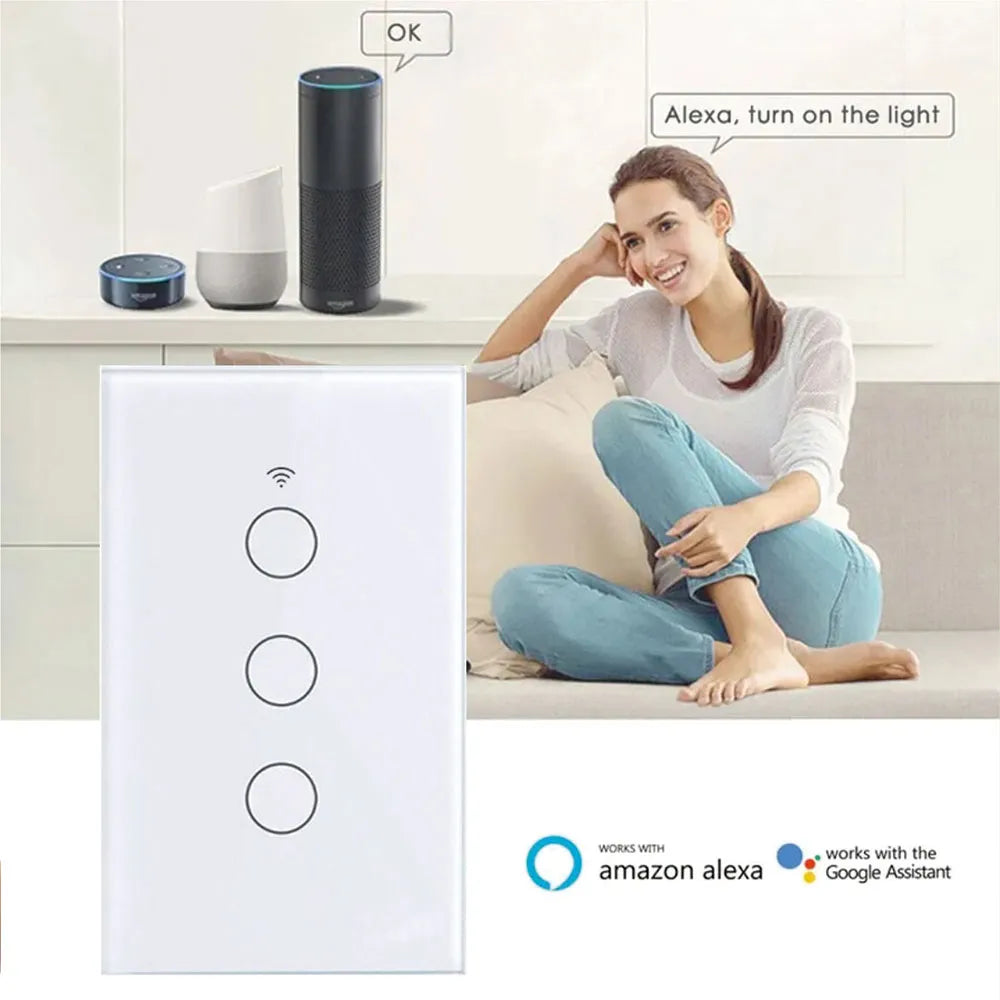 Smart WiFi Light Switch Touch Sensor Remote Control for Alexa Google Home  petlums.com   