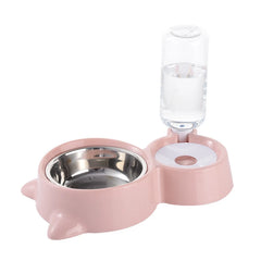 2-in-1 Cat Bowl Water Dispenser: Automatic Pet Food Container & Waterer
