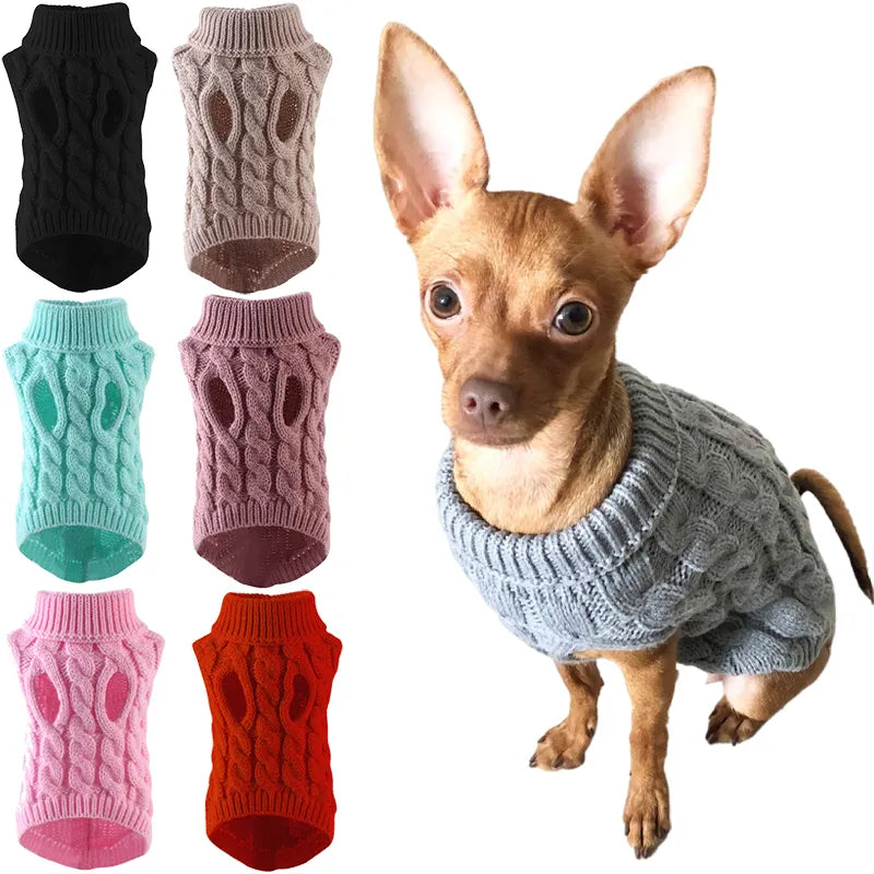 Winter Warm Pet Turtleneck Sweater: Cozy & Stylish Clothes for Small Medium Dogs & Cats  PetLums   