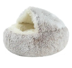 Winter Cozy Cat & Dog Bed: 2-in-1 Plush Nest for Small Pets