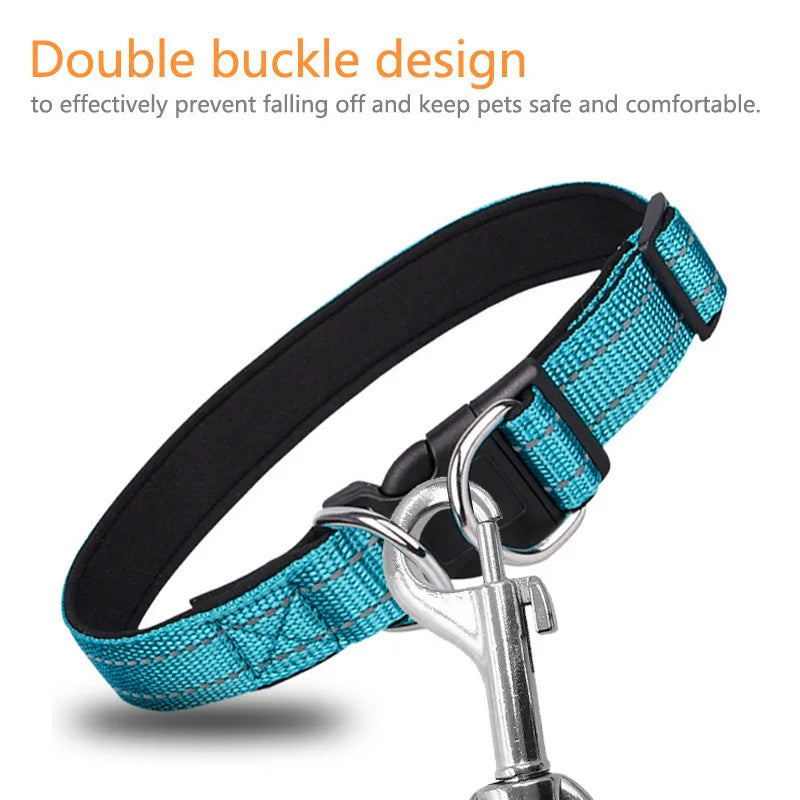 Reflective Neoprene Padded Dog Collar: Stylish Safety for Medium to Large Pets  petlums.com   