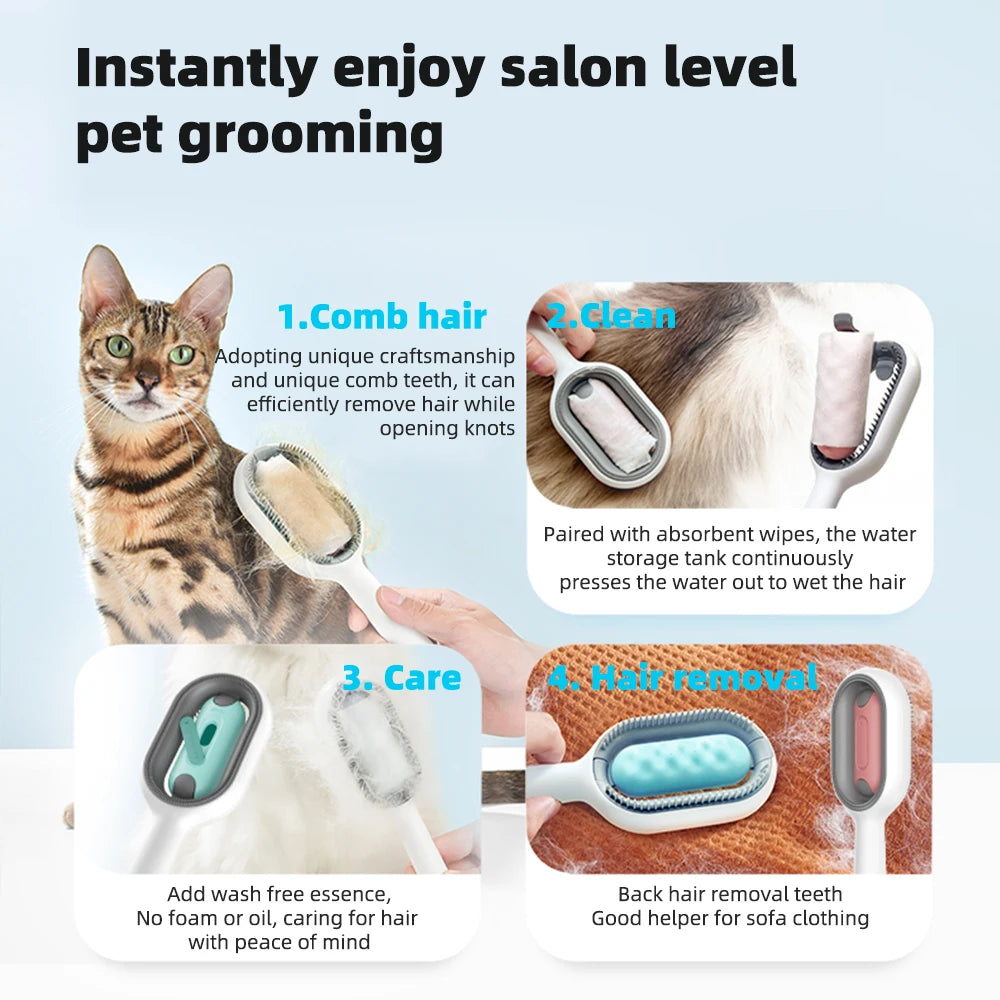 TOUA Cat Grooming Brush Comb Remover with Water Tank for Pet Skin Care  petlums.com   