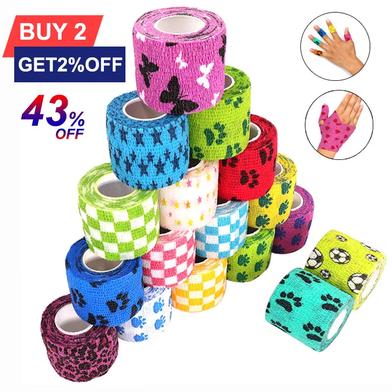 Printed Self Adhesive Elastic Bandage: Colorful Sports Wrap Tape for Joint Support  petlums.com   