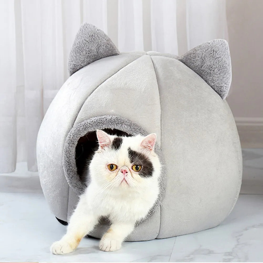 Cozy Cat & Dog Tent Bed: Snug Self-Warming Pet Cave Hut - Plush & Durable Sleep Space  petlums.com   