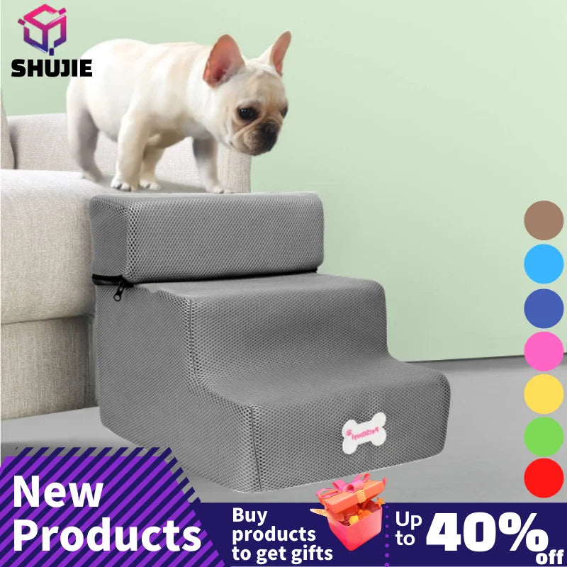 Hot Dog Stairs: Soft, Washable, Non-Slip Pet Steps for Small Dogs & Cats  petlums.com black PU CHINA 