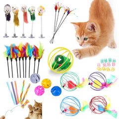 Cartoon Cat Toy Stick Feather Rod Bell Teaser Interactive Cat Supplies