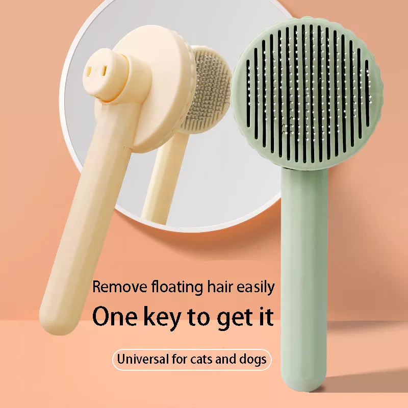 Pet Hair Removal Comb Self Cleaning Slicker Brush for Cats Dogs Grooming  petlums.com   