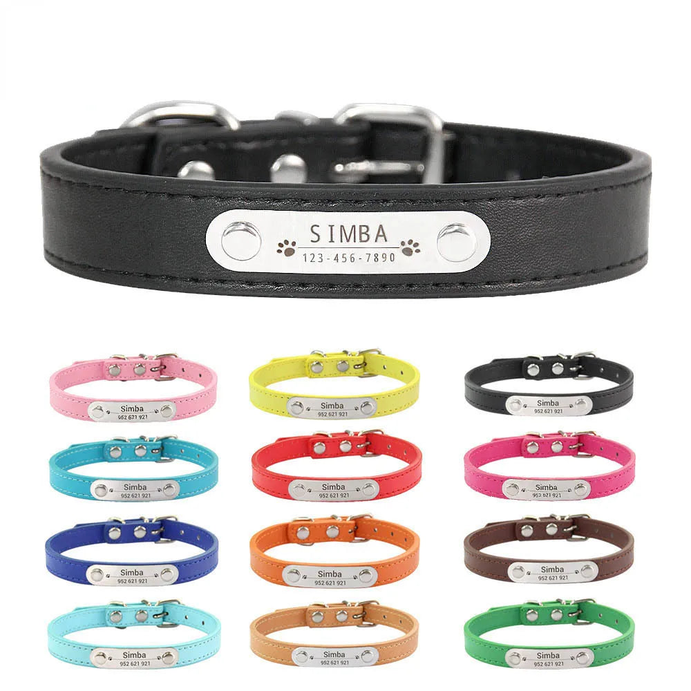 Custom Dog Collar: Engraved ID Anti-lost Leather for Dogs-Cats  My Store   