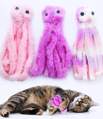 Cute Octopus Plush Cat Toy: Interactive, Bite-Resistant Fun for Playful Pets  petlums.com   