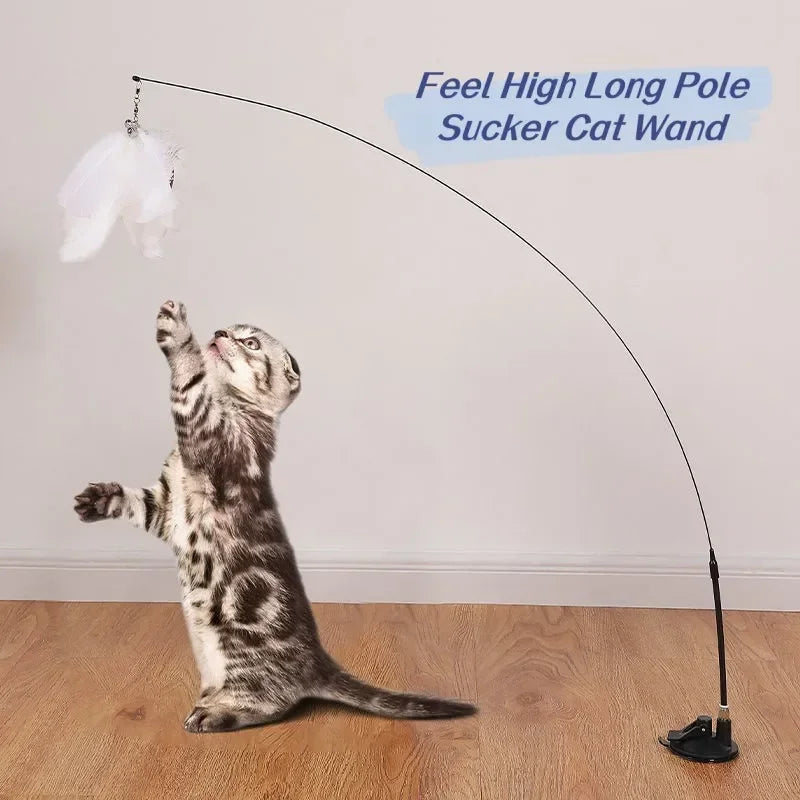 Cat Feather Interactive Wand Toy: Safe Material, Powerful Suction, Fun Exercise  PetLums   