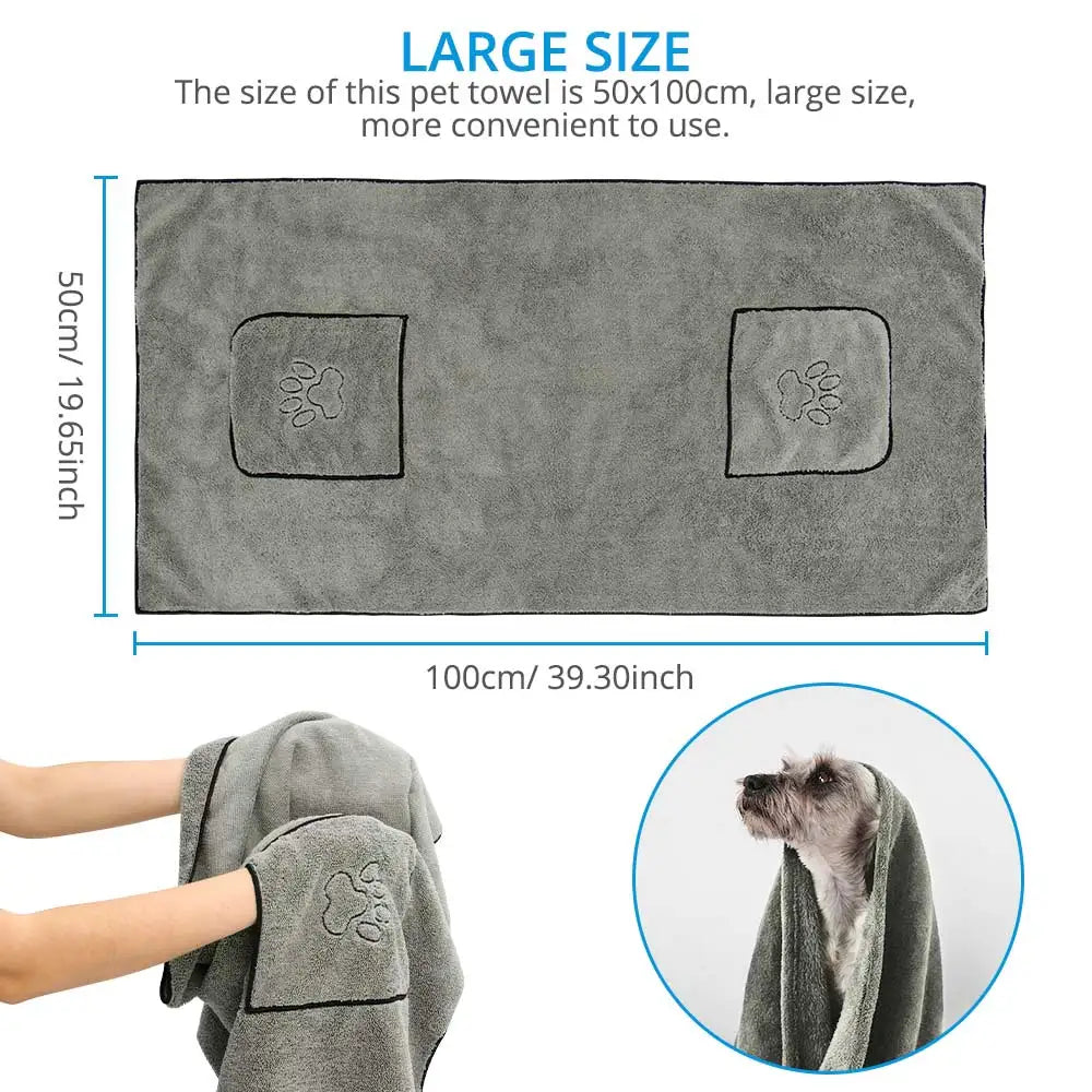 Super Absorbent Pet Towel Bathrobe for Dogs & Cats: Quick-Drying Microfiber Robe  petlums.com   