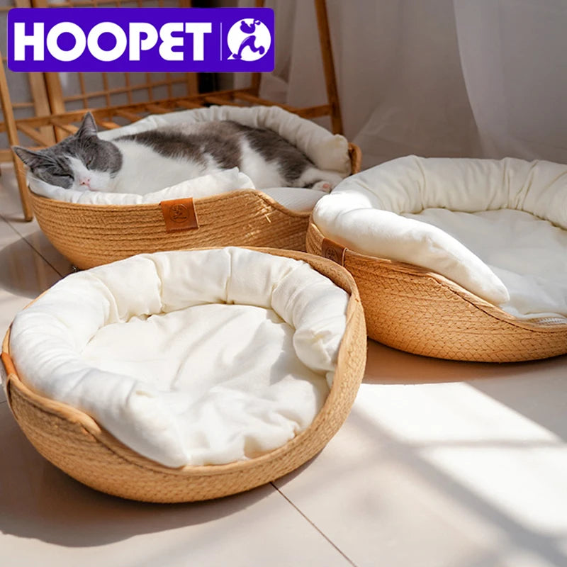 HOOPET Bamboo Weaving Pet Bed Kennel for Cat Dog Sofa - Cozy Nest  petlums.com   
