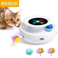 ROJECO Smart Interactive Cat Dog Toy Set with Feather Ball Accessories