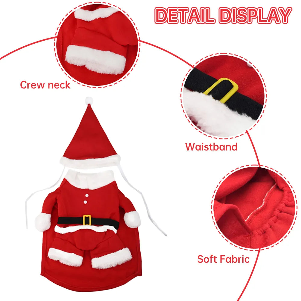 Funny Santa Claus Dog Christmas Costume: Warm Fleece Xmas Outfit  petlums.com   