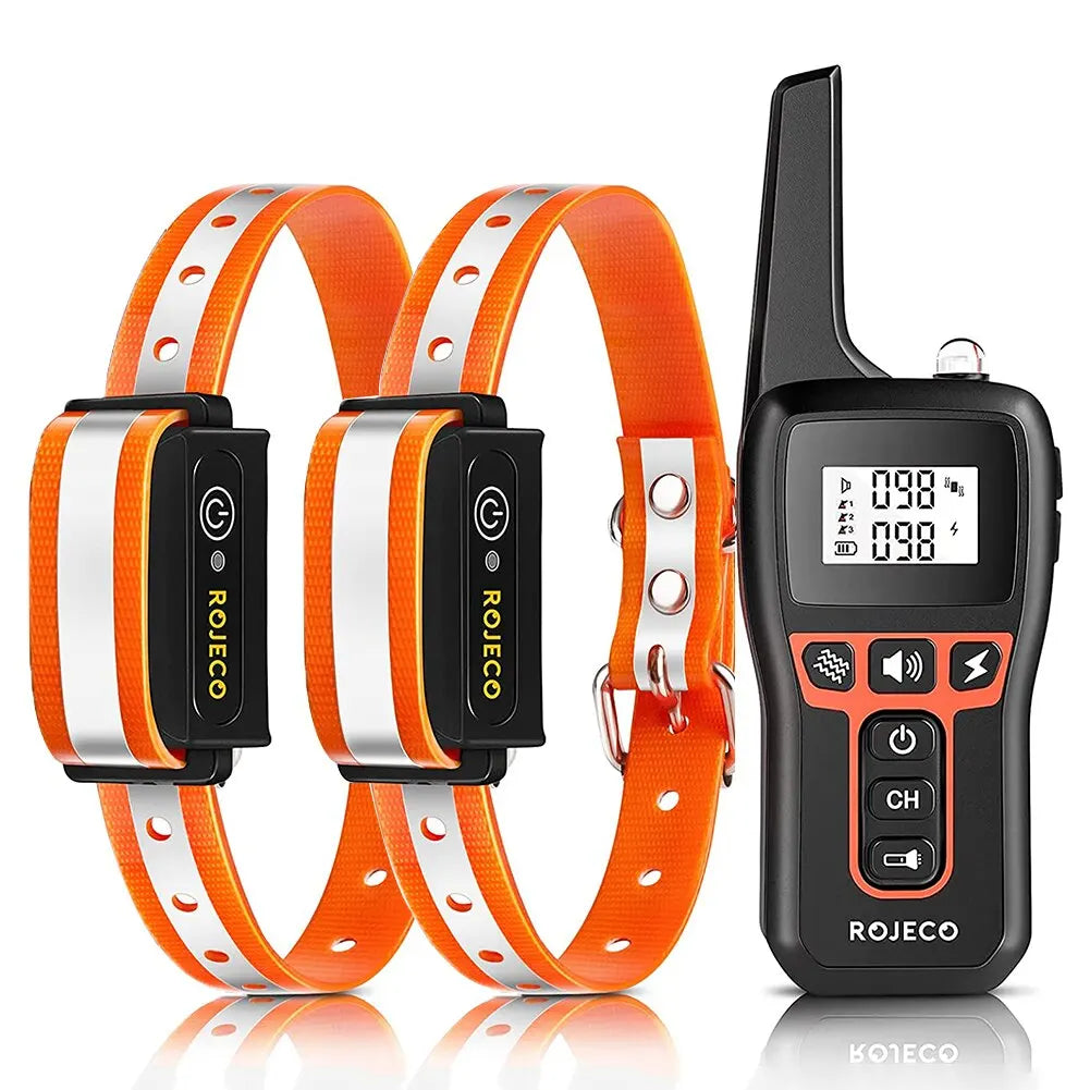 ROJECO Electric Dog Training Collar: Remote Rechargeable Bark Control & Shock  petlums.com Orange 2 Collars  