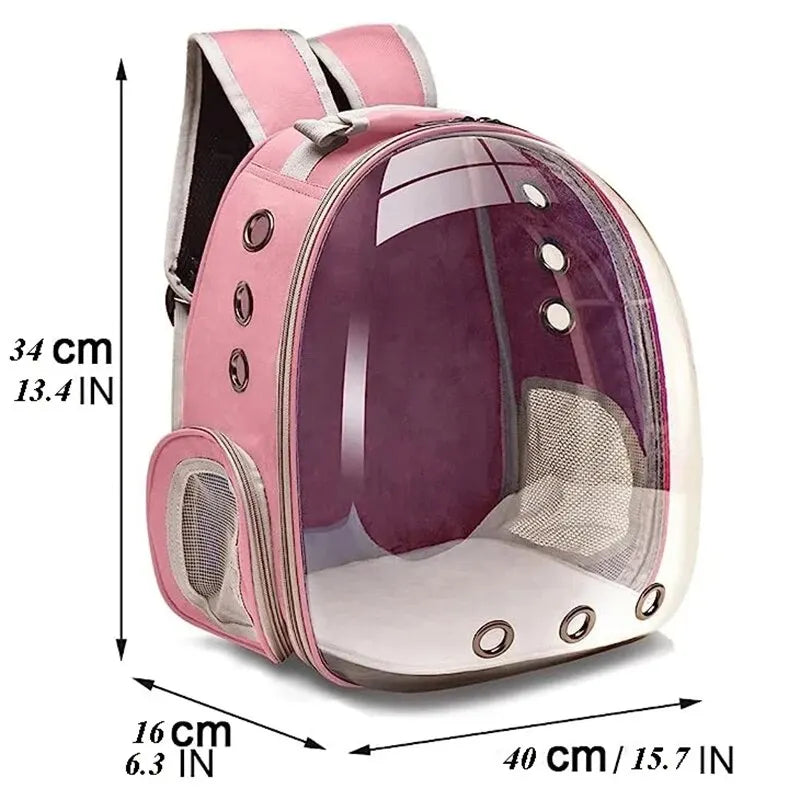 Cat Bubble Pet Backpack: Transparent Capsule Design, Breathable, Small Animal Friendly  petlums.com   