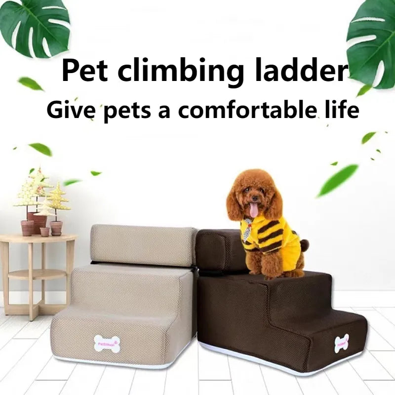 Hot Dog Stairs: Soft, Washable, Non-Slip Pet Steps for Small Dogs & Cats  petlums.com   