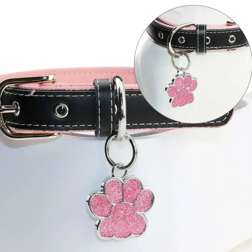Engraved Glitter Paw Pet ID Collar Tag: Customized and Stylish  PetLums   