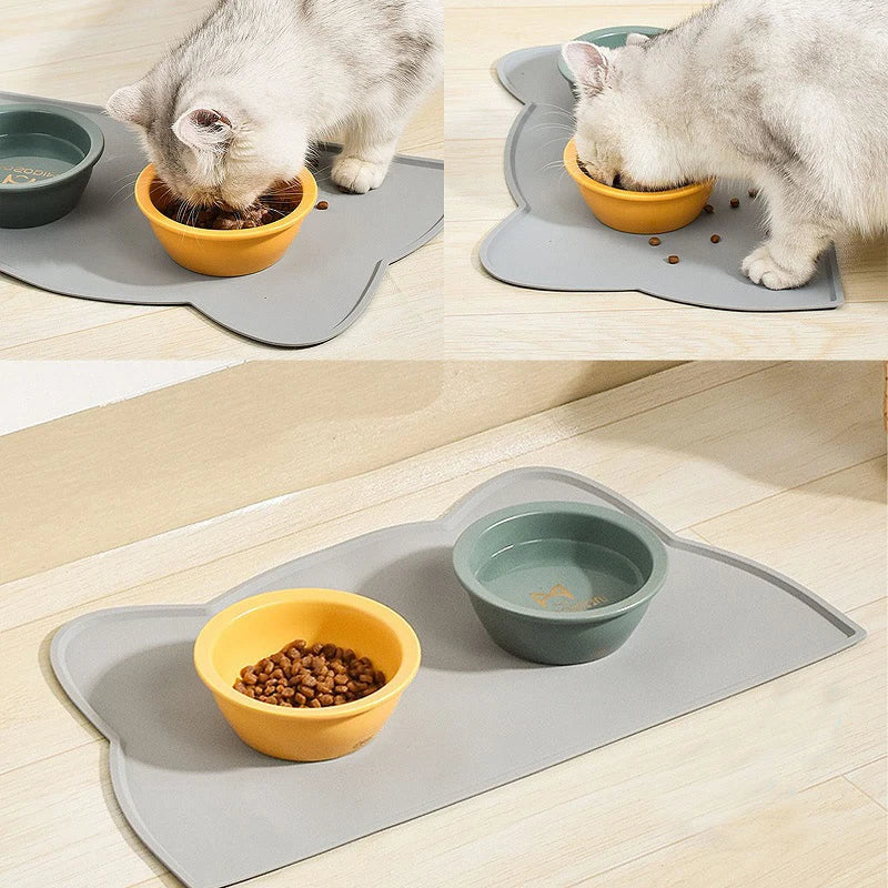 Silicone Pet Feeding Mat: Non-Stick Waterproof Dog Cat Bowl Tray  petlums.com   