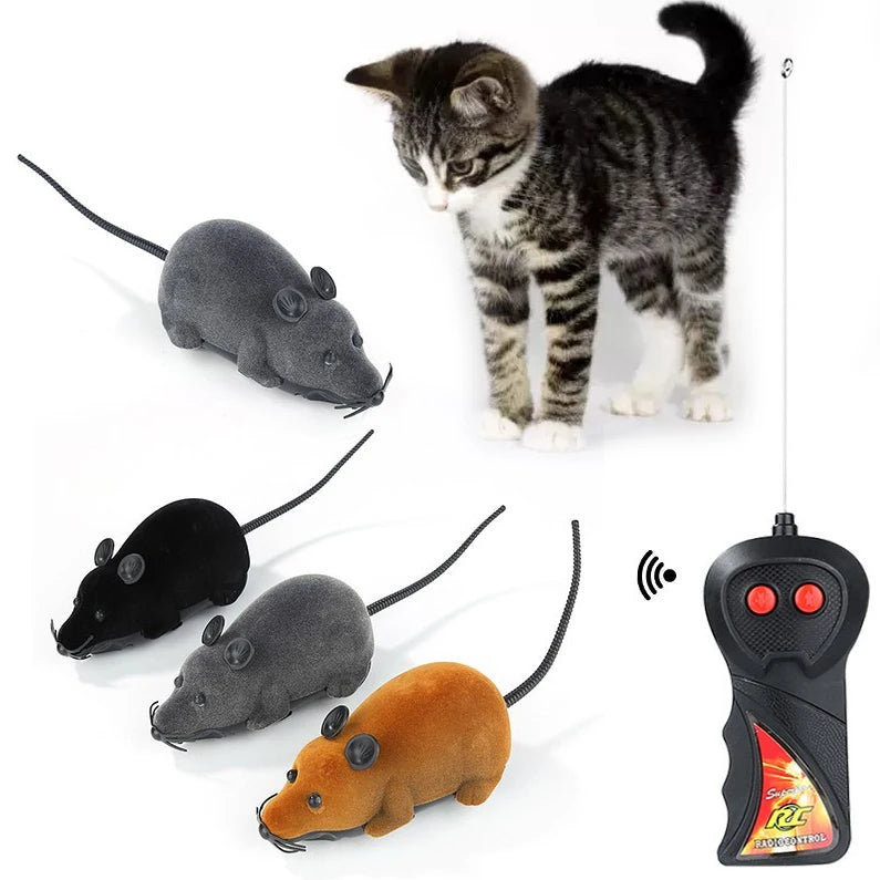 Wireless Remote Control Interactive Cat Toy: Motion Squeaky Mouse Pet Trick Toy  petlums.com   