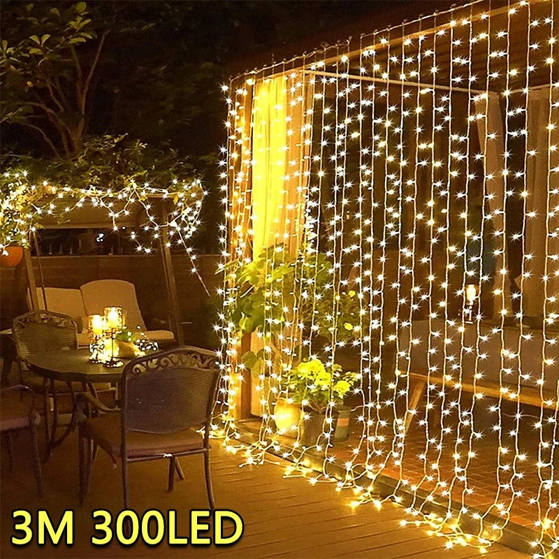 3M LED Curtain String Lights Fairy Decoration for Home Garden & Parties  petlums.com   