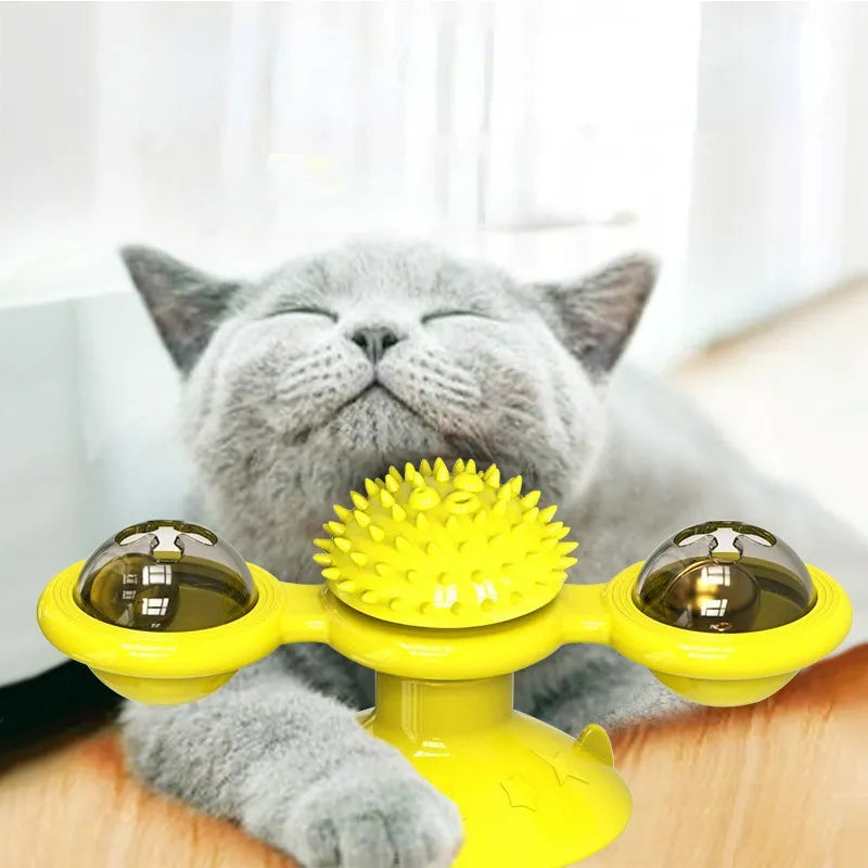 Windmill Cat Toy Interactive Pet Toys for Cats Puzzle Cat Game Toy With Whirligig Turntable for Kitten Brush Teeth Pet Supplies  petlums.com   