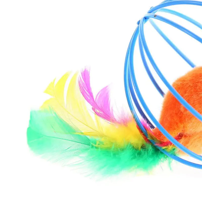 Cat Feather Wand with Bell - Colorful Teaser Toy for Pet Fun  petlums.com   