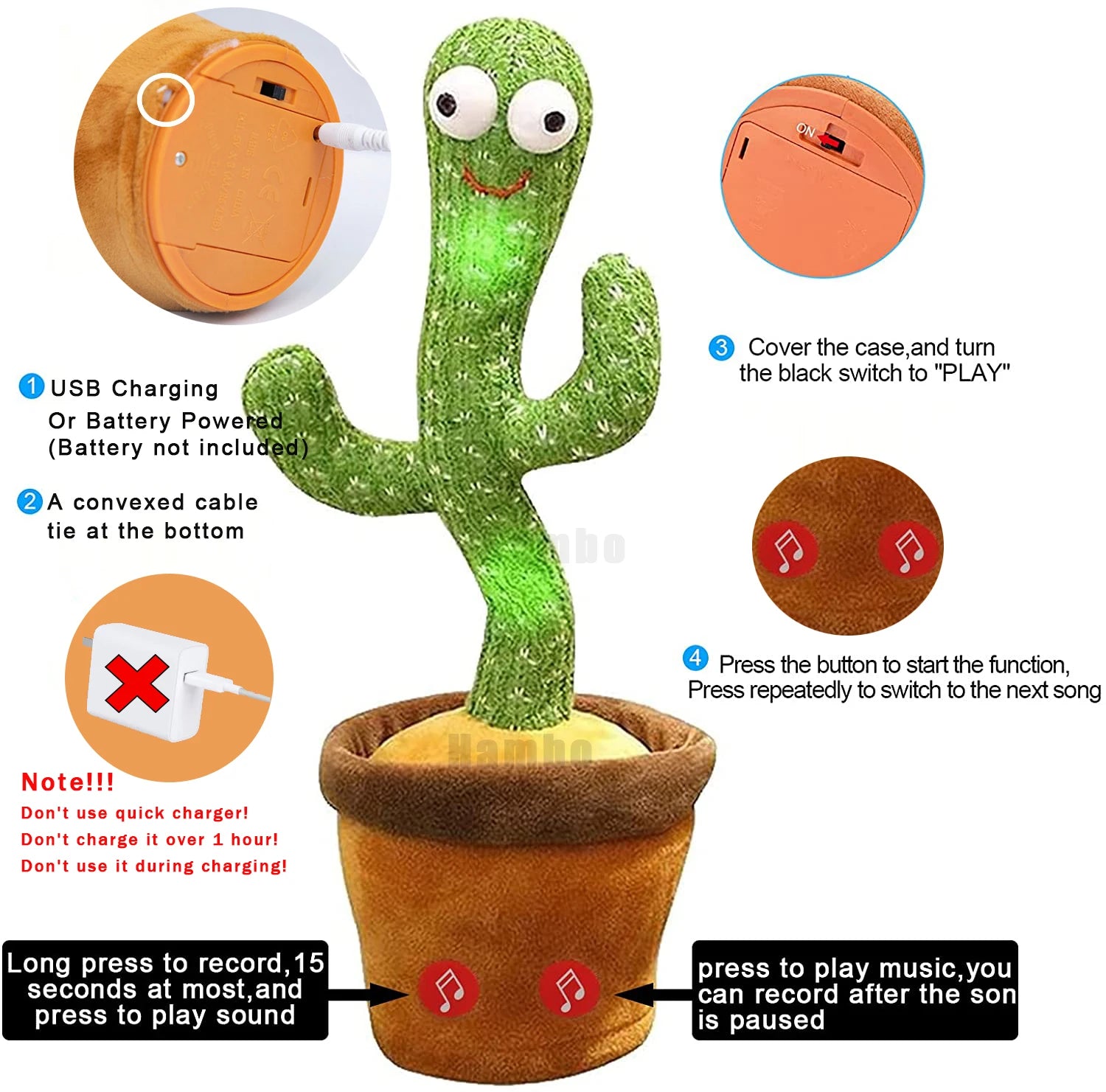 Dancing Cactus Toy: Twisting, Singing, Glowing Fun for Kids  petlums.com   