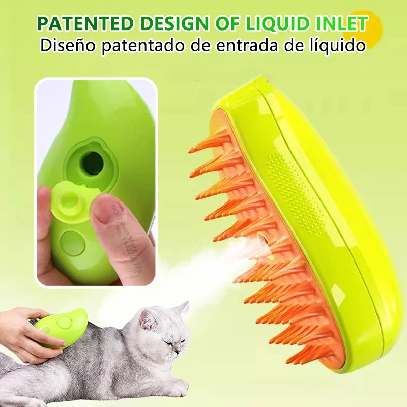 Steamy Cat Brush: Hot Steam Grooming Comb for Pet Hair Removal  petlums.com   