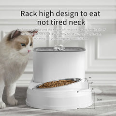 Cat Water Fountain with Automatic Feeding Bowl - Fresh Water Dispenser