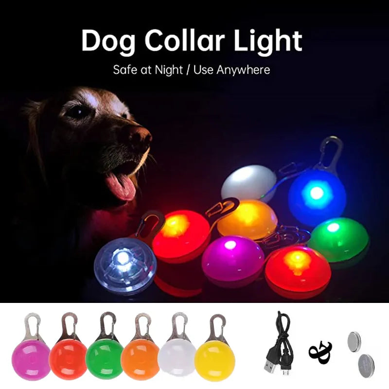 LED Pet Collar Pendant: Rechargeable Luminous Flash Light Leash Necklace  petlums.com   