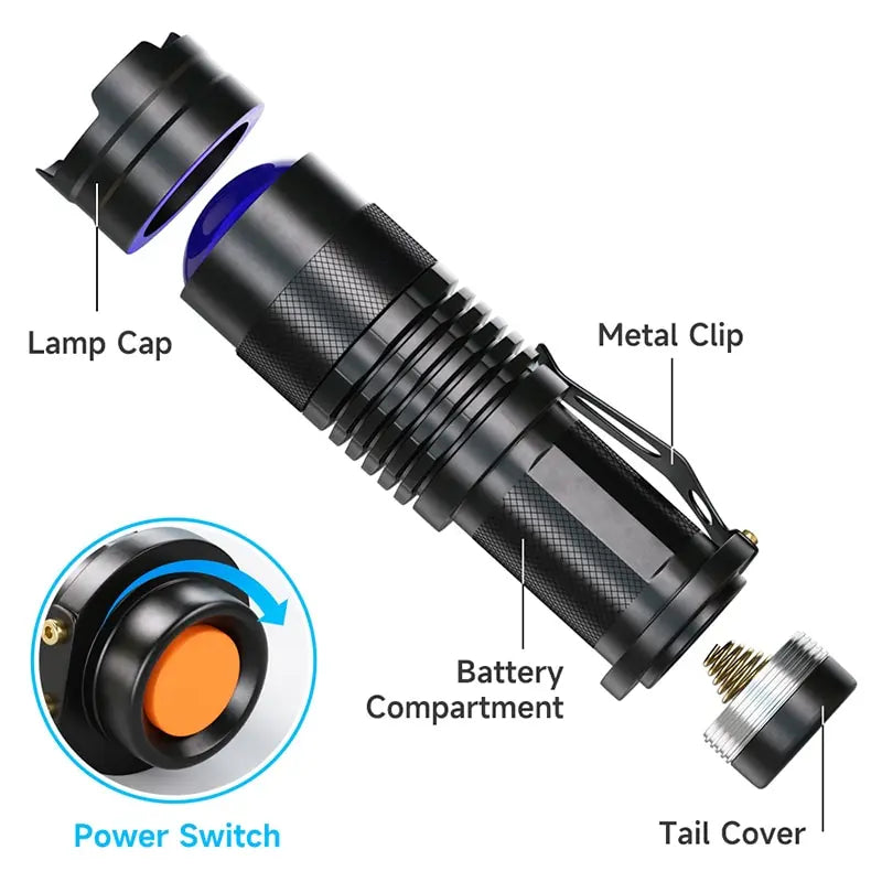 UV LED Blacklight Portable Violet Light Detector Torch  petlums.com   