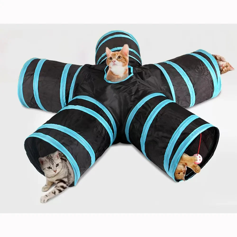 Interactive Foldable Cat Tunnel with Crinkle Toy - Engaging Pet Fun  petlums.com   