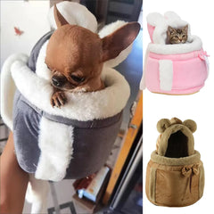 Chihuahua Puppy Winter Dog Carrier Backpack: Cozy Velvet, Windproof, Stylish Colors, Sizes S-M-L
