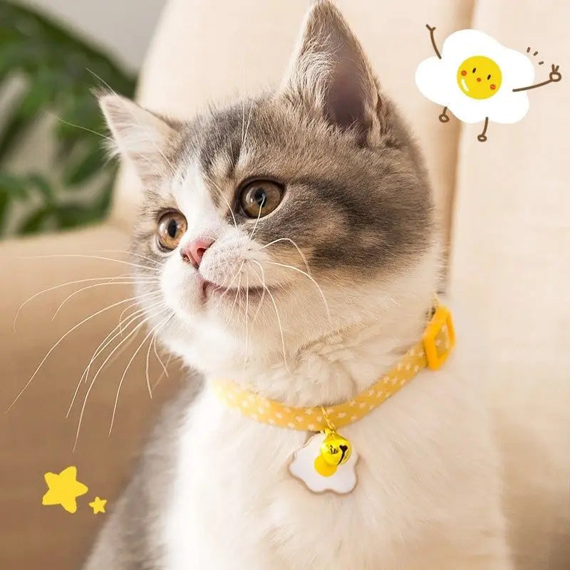 Adjustable Cute Kitten Collar with Bell - Safe & Stylish Cat Accessories  petlums.com   