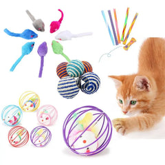 Cat Feather Wand Teaser Toy - Colorful Bell Mouse Cage Pet Supplies