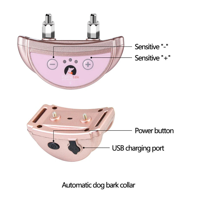 Anti Bark Collar For Dogs Pet Anti barking Device Dog Training Collar Shock Collar Safe Harmless Rechargeable Waterproof Collar  petlums.com   