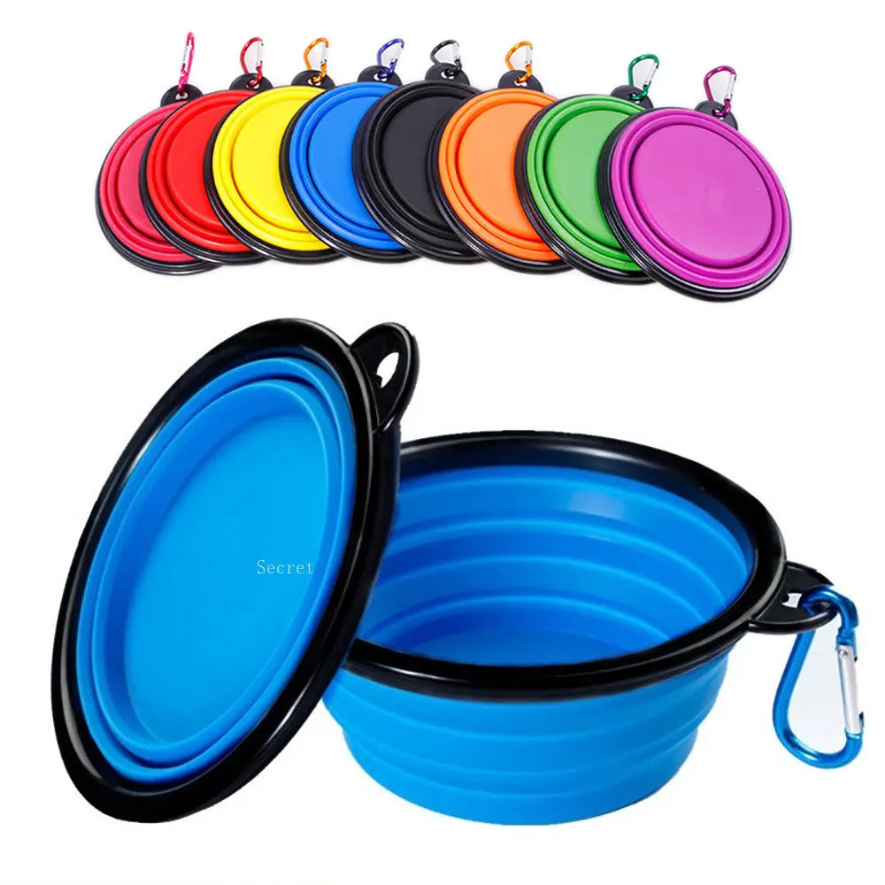 Silicone Collapsible Pet Bowl: Portable Outdoor Travel Dishes with Carabiner  petlums.com   
