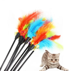 Funny Kitten Cat Teaser Interactive Feather Toy Rod for Pet Cats