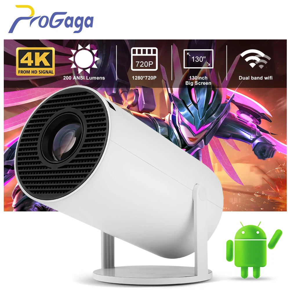 Progaga 4K Android WiFi Home Cinema Outdoor Portable Projector: Sharp visuals, versatile connectivity, portable design.  petlums.com Android Version EU plug CHINA